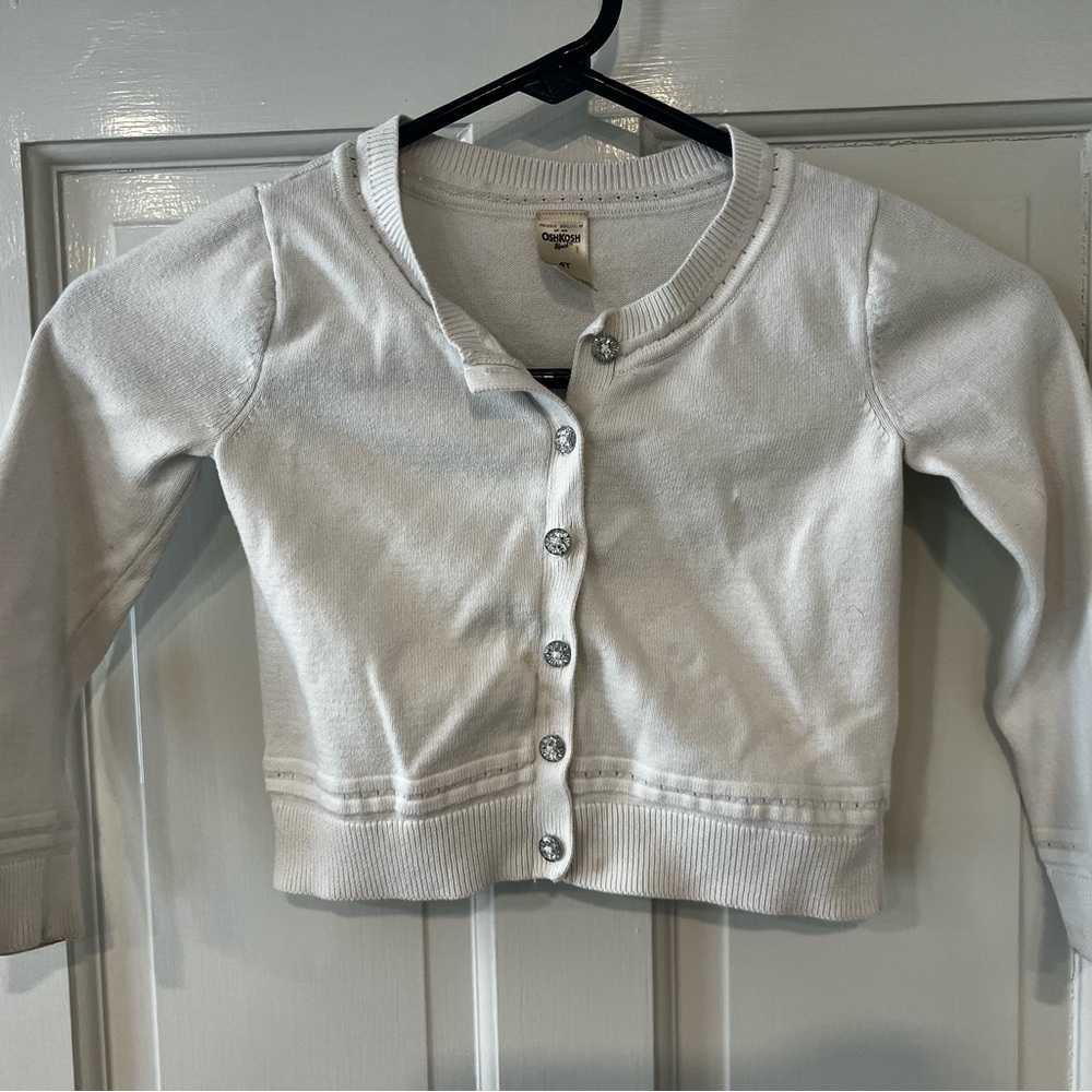 OshKosh White Knit Cardigan Sweater